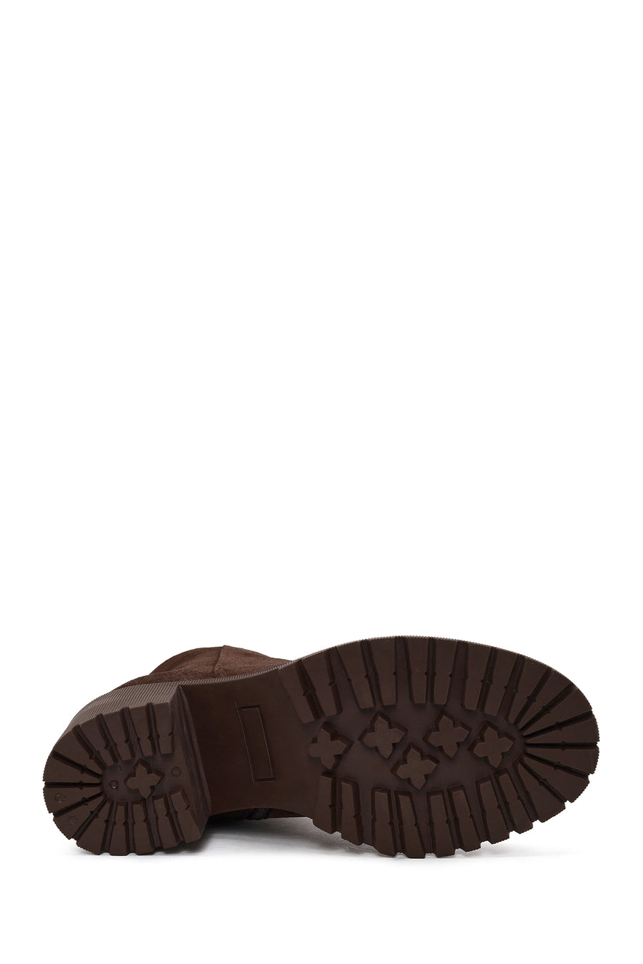 Woman Brown Zip Closure Chunky-Heeled Suede Leather Boots