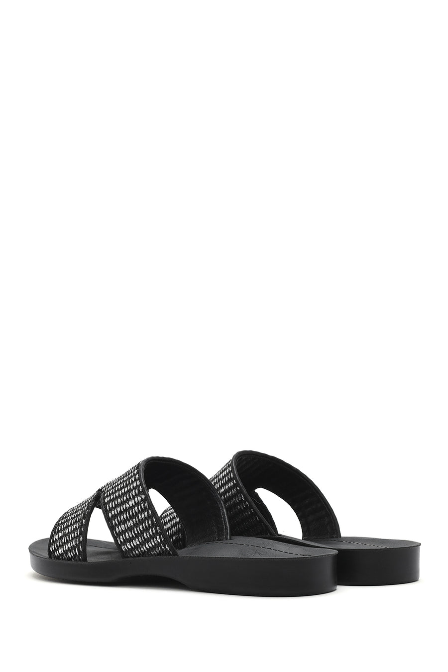 Women's Black Back Tie Stone Sandals