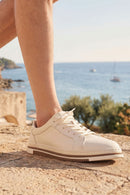 Male White Lace-up Leather Sneaker | Derimod