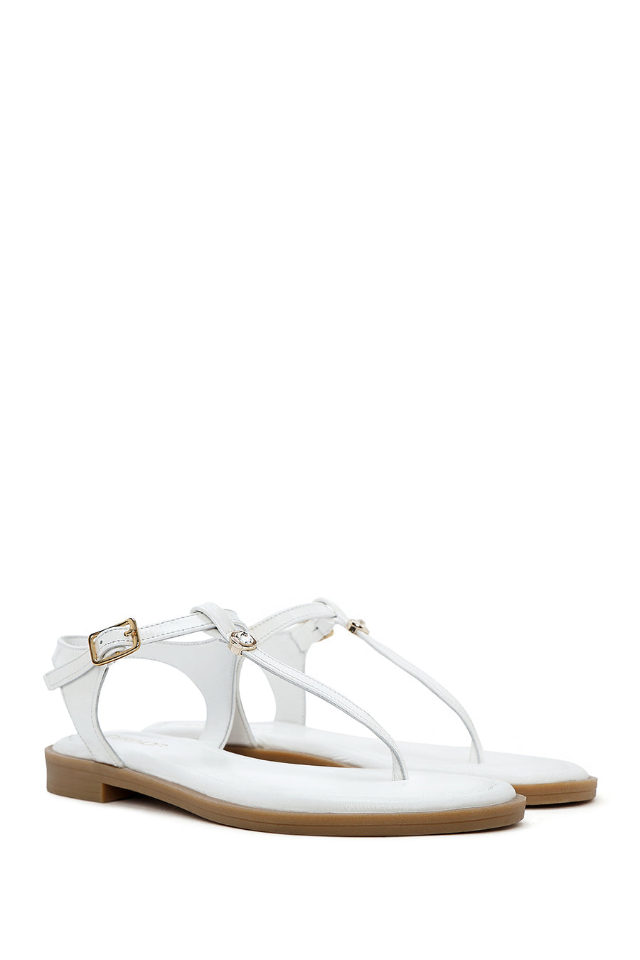 Women's White Flip-Flop Patent Leather Sandals