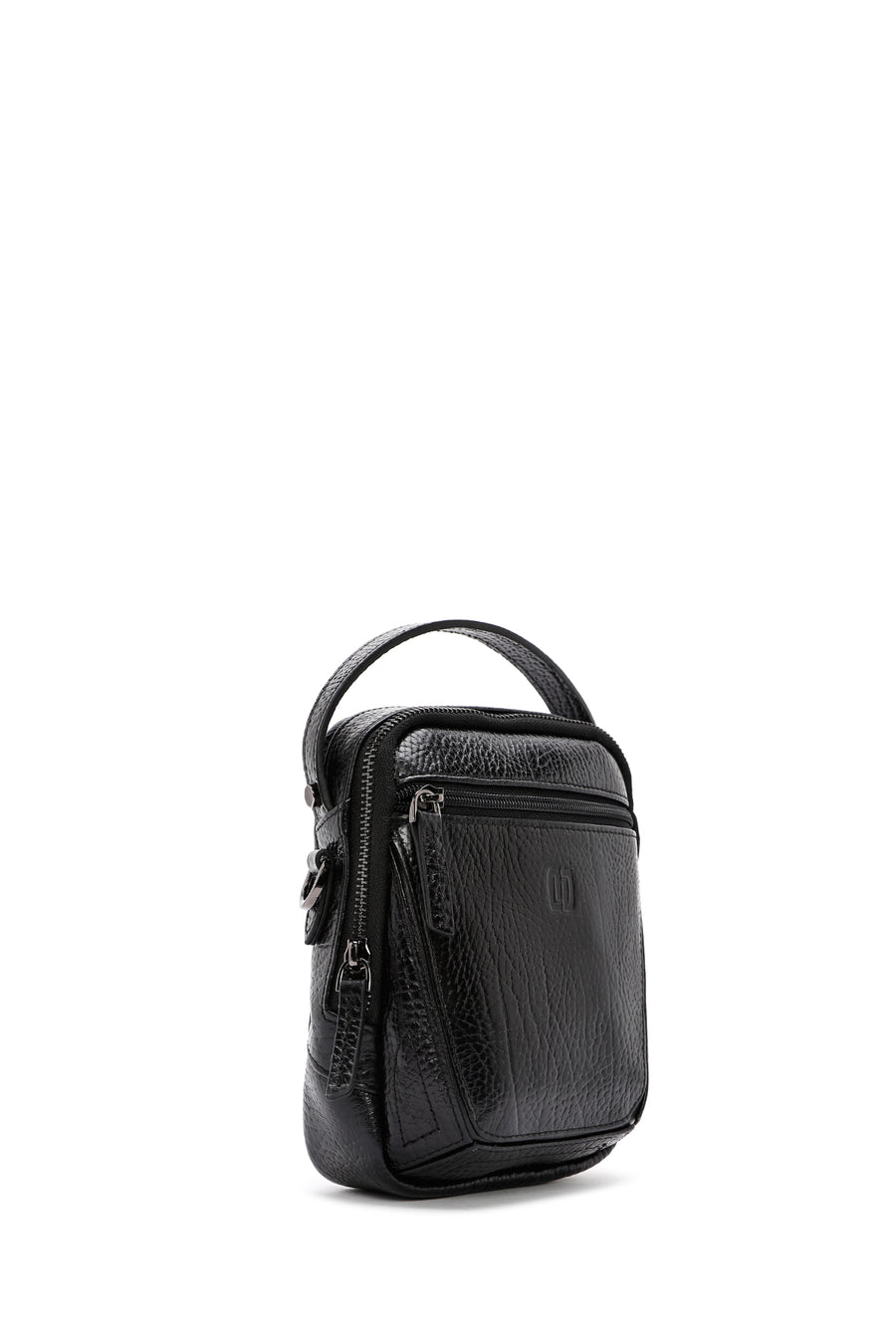 Men's Black Leather Messenger Bag