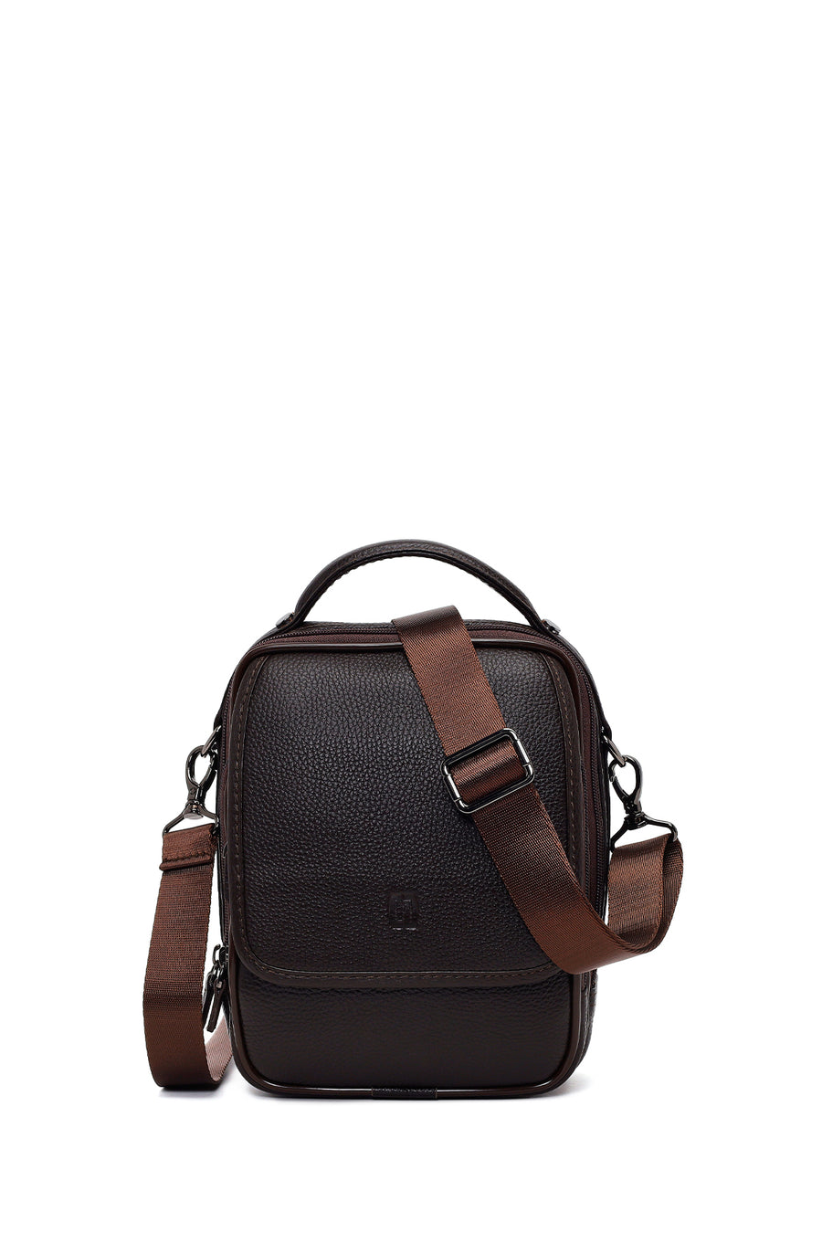 Male Brown Long-Strap Leather Mini Handbag 26SBD3561FT | Derimod