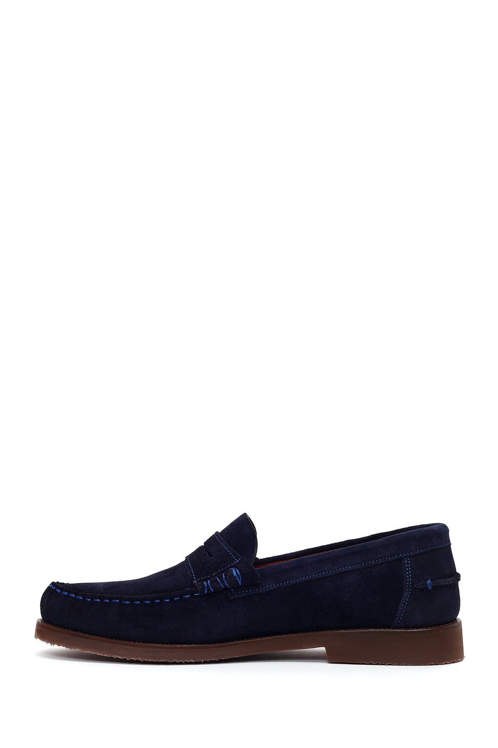 Erkek Lacivert Süet Deri Casual Loafer