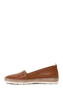 Women's Tan Leather Comfort Loafer | Derimod