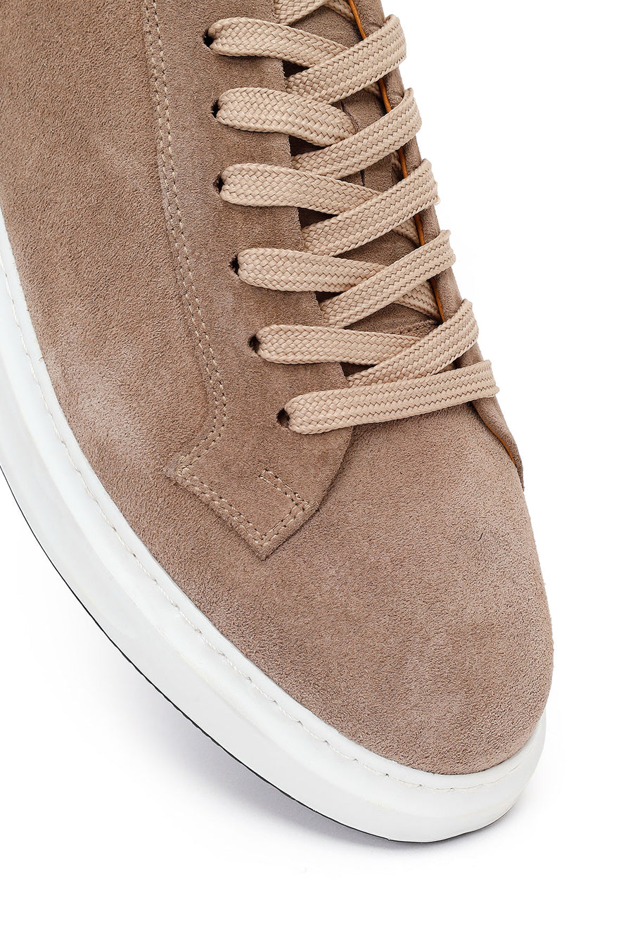 Erkek Bej Bağcıklı Süet Deri Sneaker