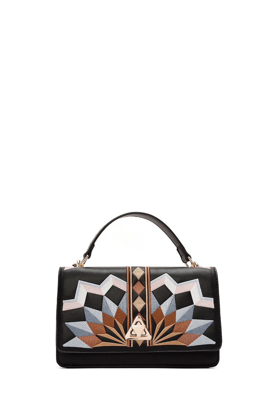 Woman Black Long-Strap Printed Shoulder Bag