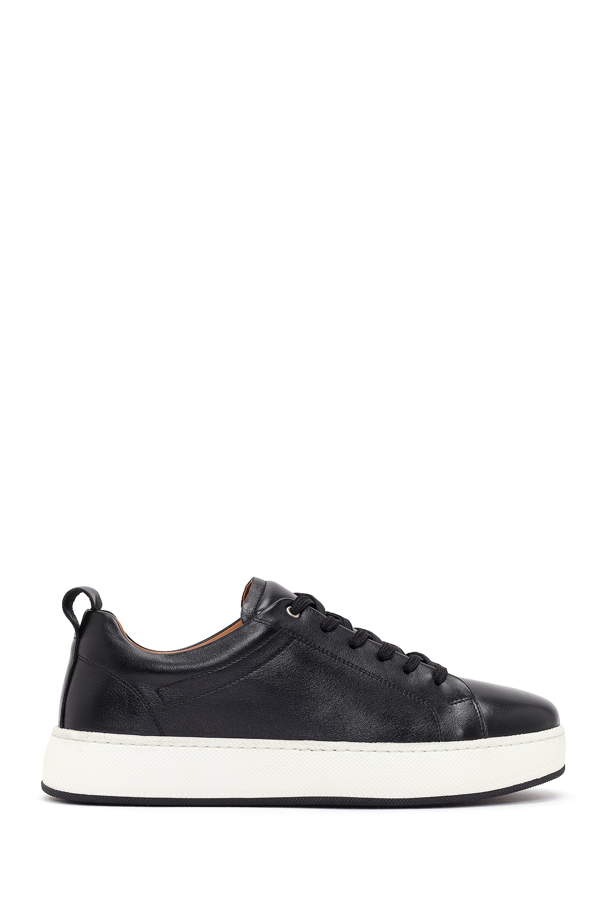 Men's Black Lace-up Thick-Sole Leather Sneaker 26SFD765318 | Derimod