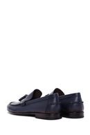 Men's Navy Blue Leather Tasseled Loafer | Derimod