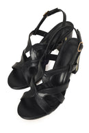 Woman Black Ankle Buckle Chunky Heeled Sandals | Derimod