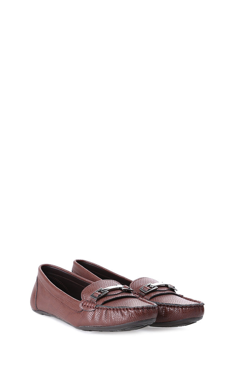 Brown Women's Loafer with Buckle
