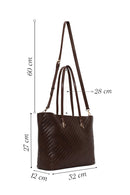 Woman Brown Long-Strap Braided Shoulder Bag | Derimod