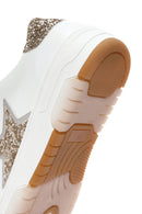 Women's White Lace-Up Chunky Sole Rhinestone Leather Sneaker | Derimod