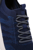 Derimod Zero Men's Navy Blue Lace-Up Thick Soled Fabric Sneaker | Derimod