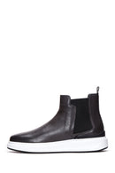 Men's Gray Leather Flat Chelsea Boots | Derimod