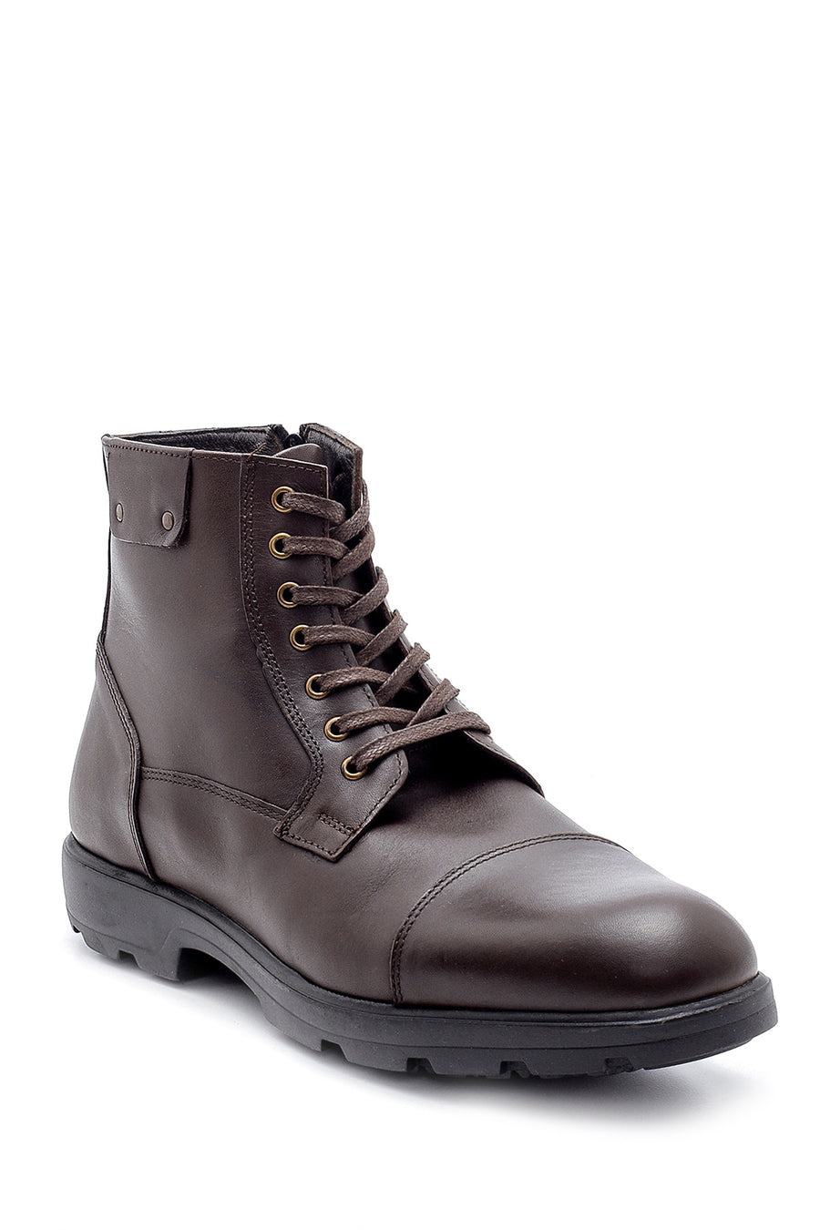 Men's Leather Zipper Detailed Boots