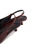 Women's Burgundy Open Back Short Thin Heel Patent Leather Shoes | Derimod