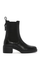 Women's Black Thick Heeled Leather Chelsea Boots | Derimod