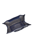Woman Navy Patterned Fabric Long-Strap Shoulder Bag | Derimod