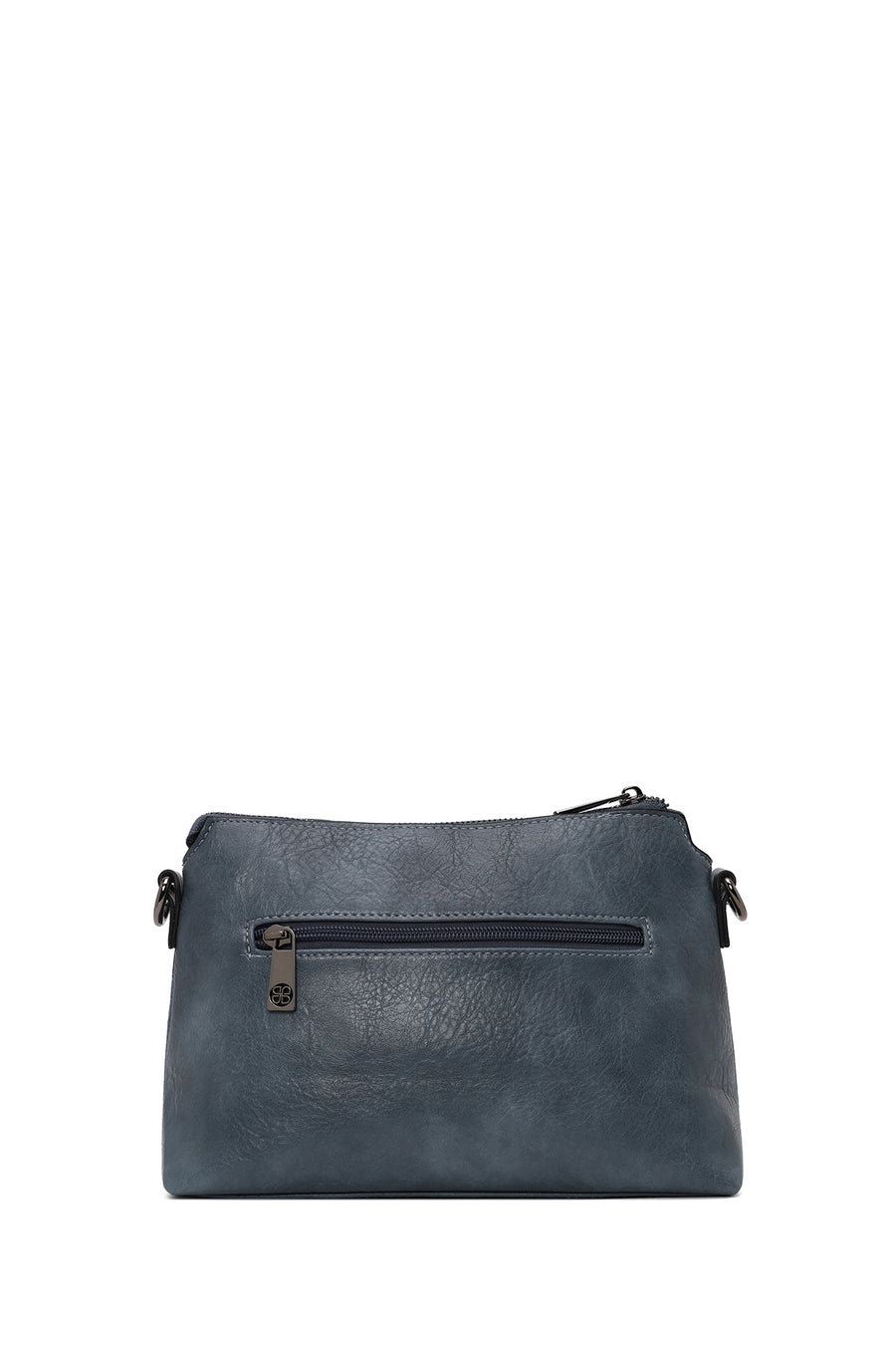 Woman Blue Long-Strap Suede Crossbody Bag