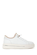 Men's White Lace-up Thick-Sole Leather Sneaker | Derimod