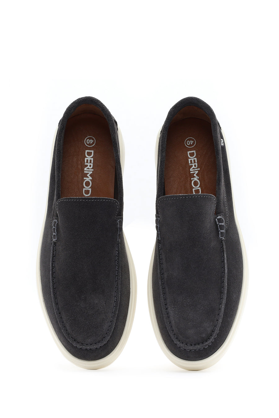 Erkek Gri Süet Deri Casual Loafer