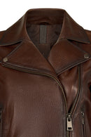 Melody Woman Brown Short Leather Jacket | Derimod