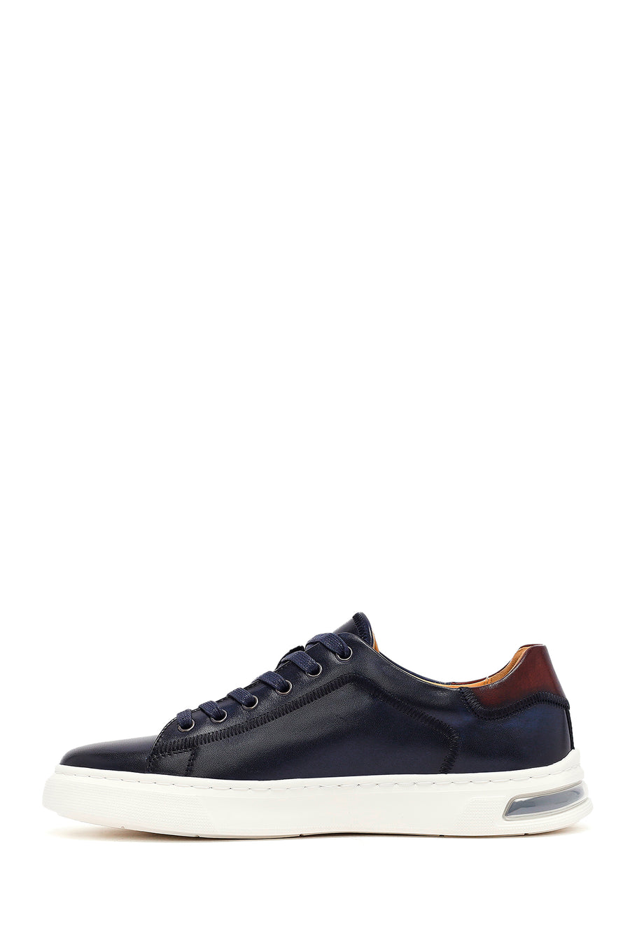 Men's Navy Blue Lace-Up Leather Sneaker
