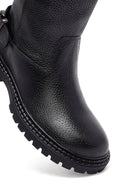 Woman Siyah Leather Biker Bot | Derimod