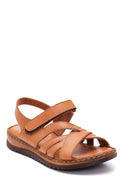 Women's Tan Leather Comfort Sandals | Derimod