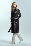 Stella Women's Black Regular Leather Trench Coat | Derimod