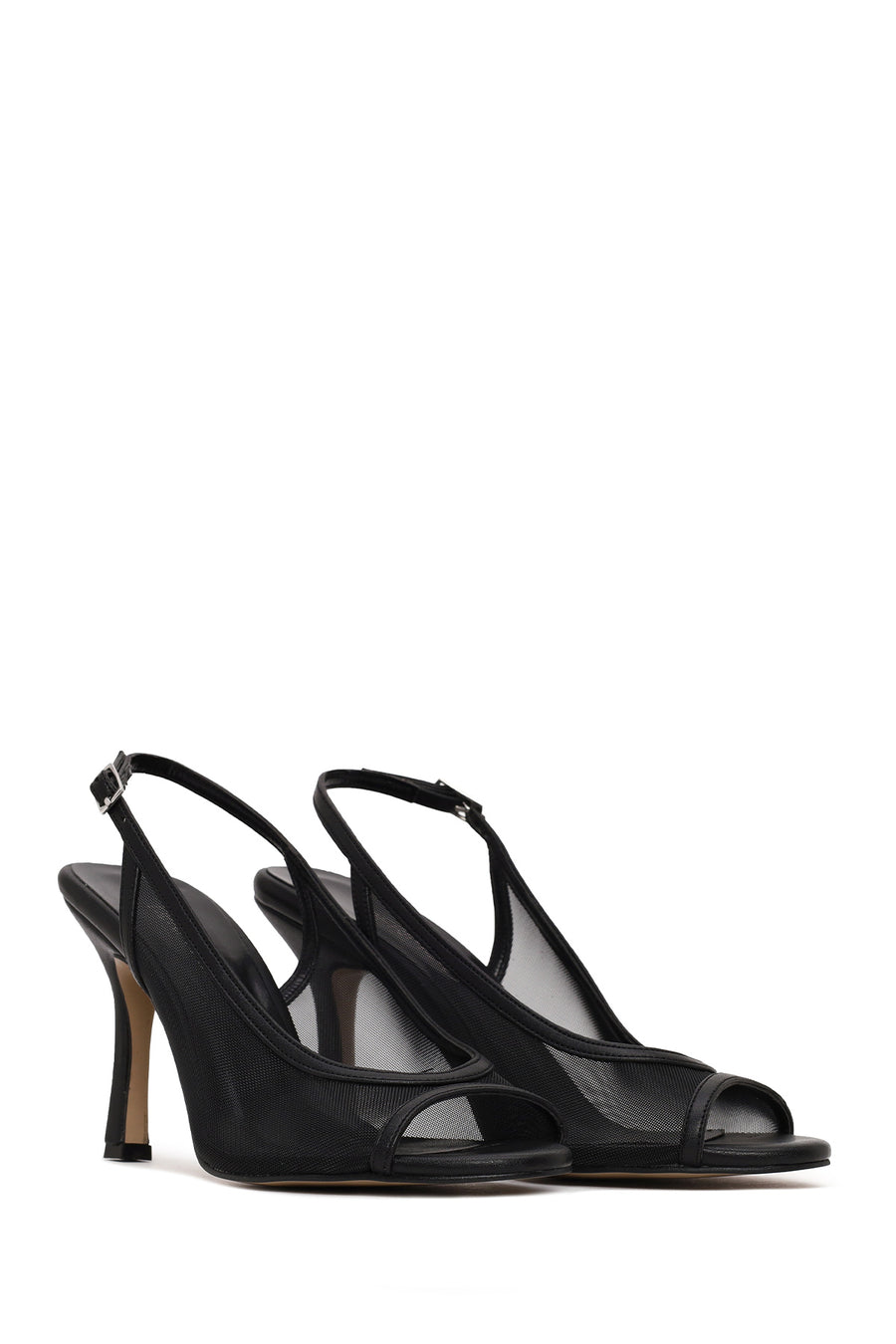 Woman Black Open-Back Stiletto Shoes