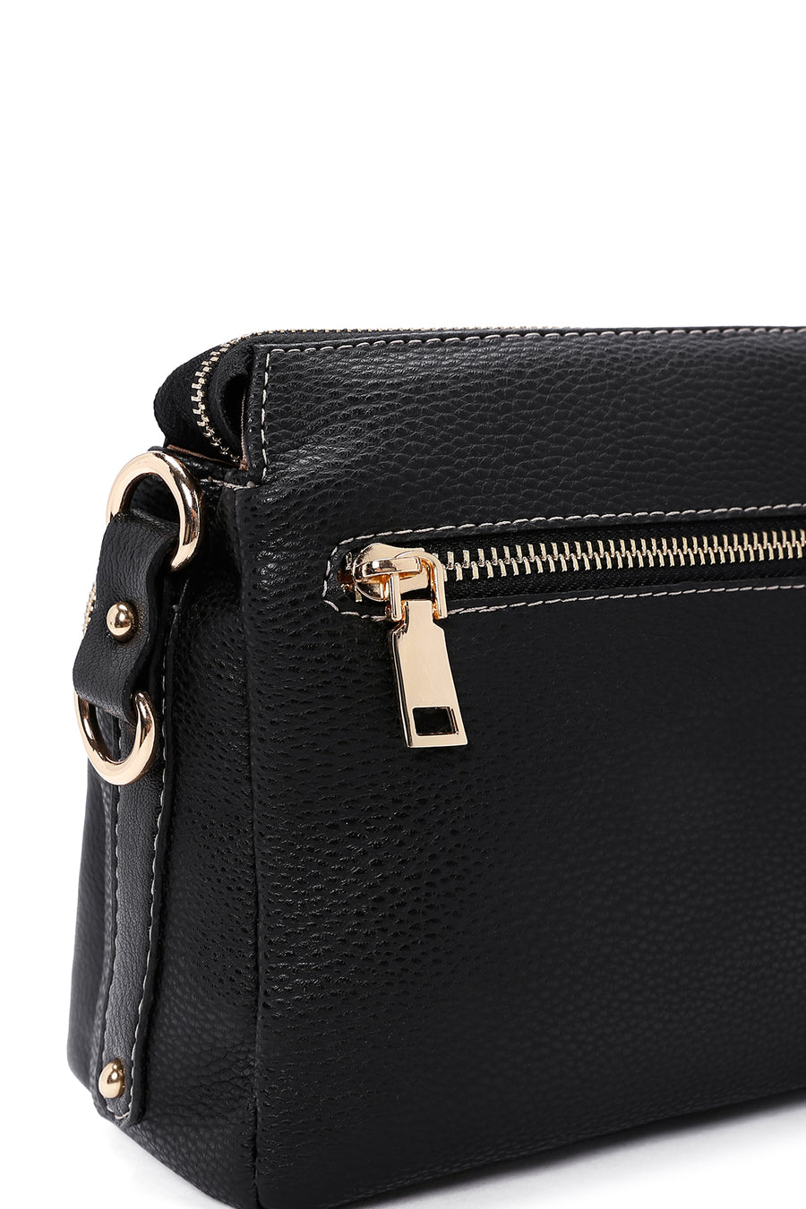 Women's Black Long Strap Patterned Crossbody Bag