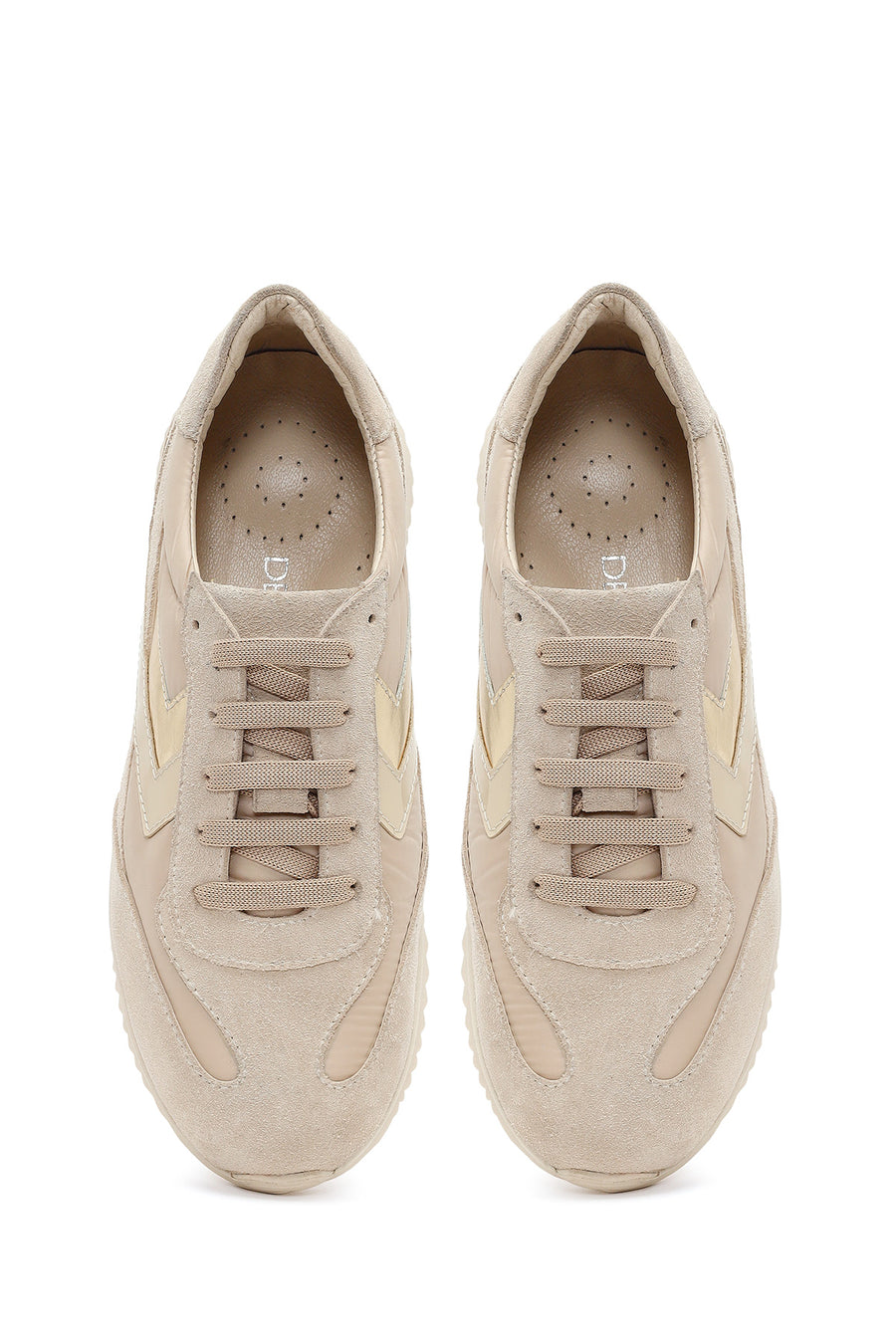 Kadın Bej Bağcıklı Süet Deri Sneaker