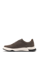 Men's Gray Lace-Up Nubuck Leather Sneaker | Derimod