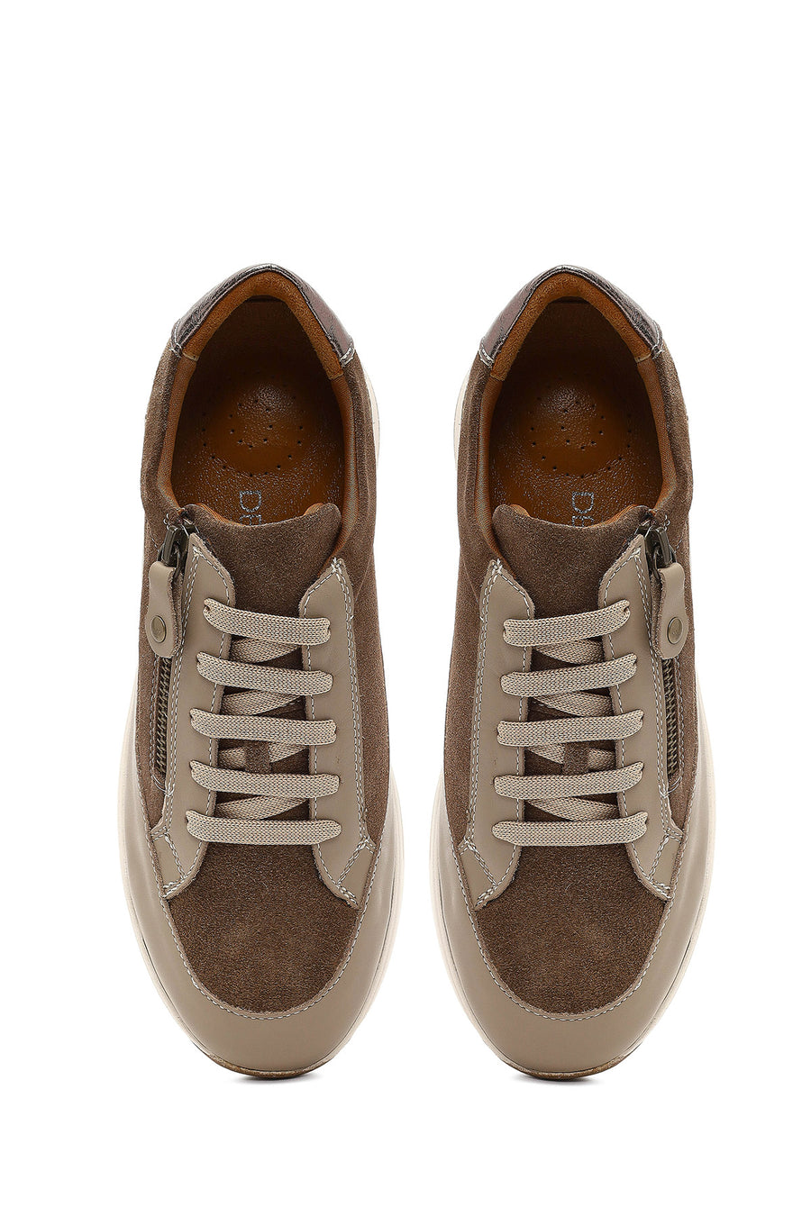 Women's Mink Lace-Up Thick-Soled Leather Sneaker