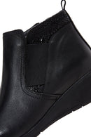 Women's Black Leather Wedge Heel Boots | Derimod