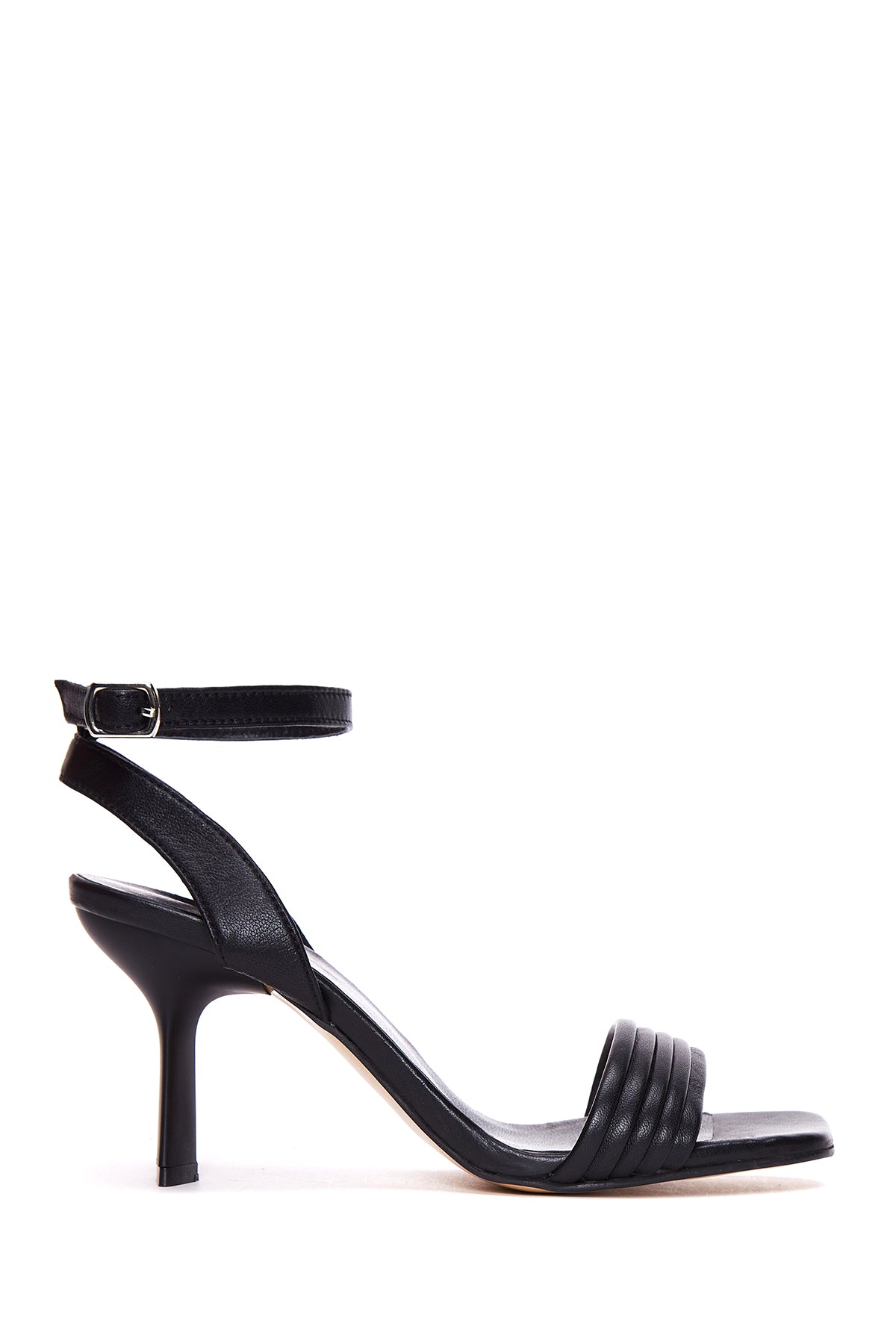 Women's Black Leather Heeled Sandals 22SFD131618 | Derimod