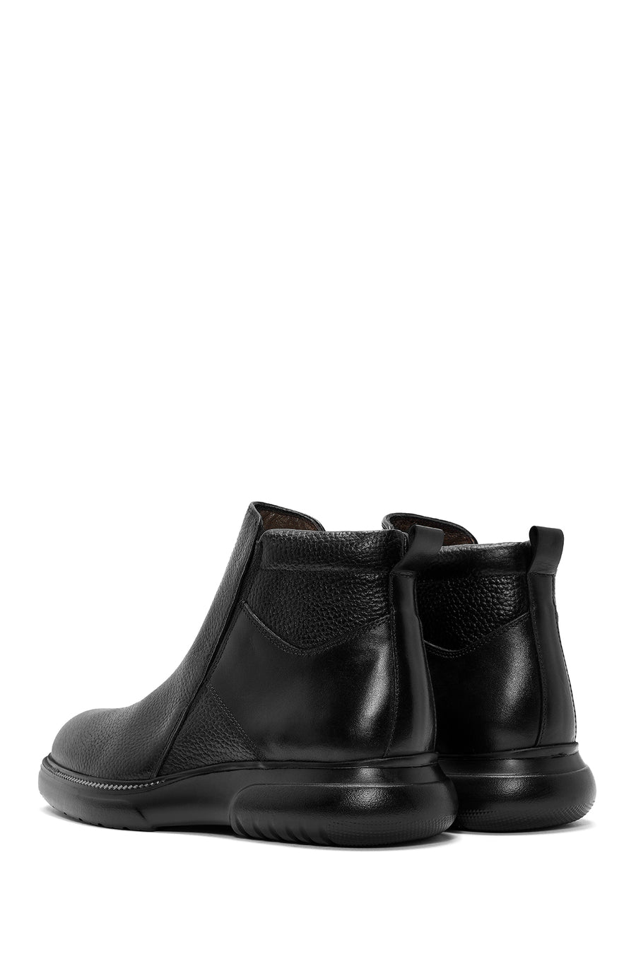 Men's Black Zippered Leather Casual Boots
