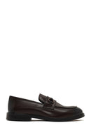 Men Brown Buckled Leather Loafer | Derimod