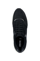 Geox Women's Black Kency Thick Sole Lace-Up Leather Sneaker | Derimod