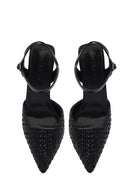 Kadın Siyah Bilekten Tokalı Örgülü İnce Topuklu Ayakkabı | Derimod