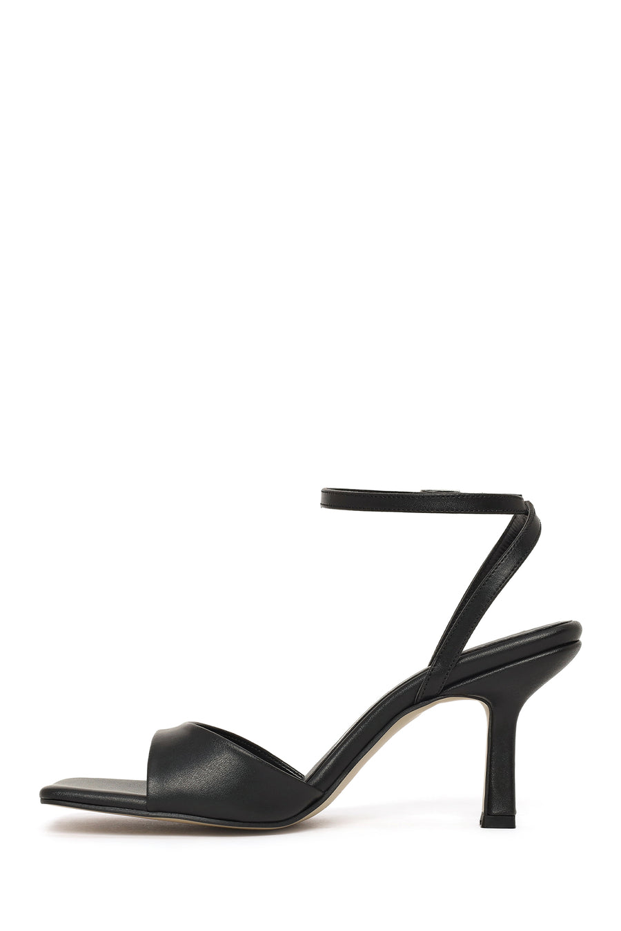 Women's Black Ankle Buckle Thin Heel Sandals