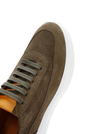 Men's Khaki Suede Leather Thick Soled Sneaker | Derimod