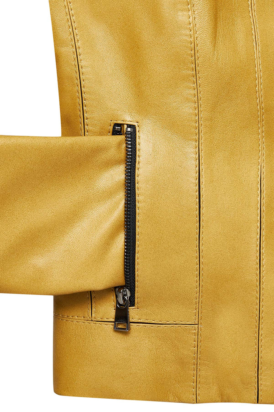 Linda Women's Yellow Short Leather Jacket