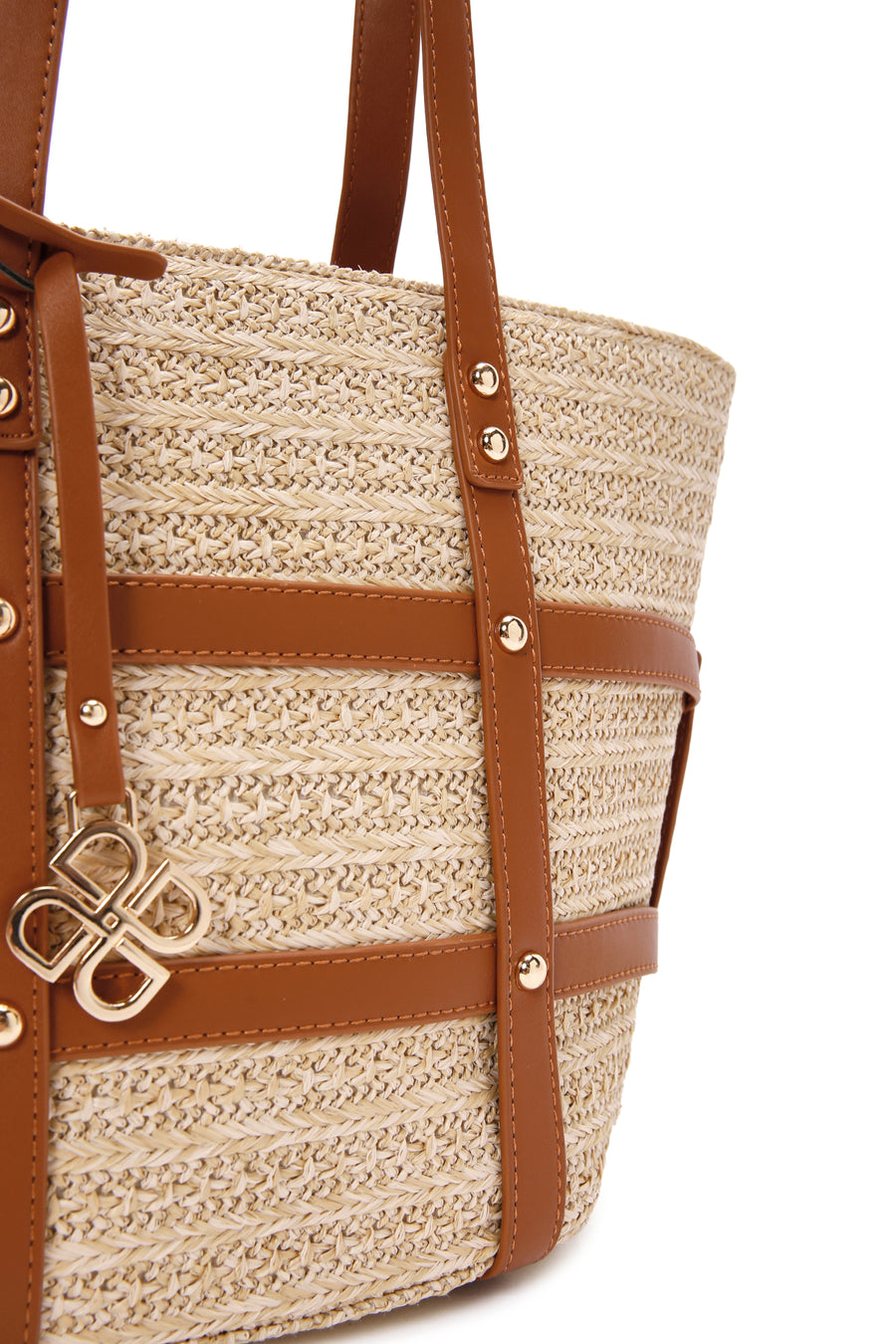 Women's Beige Straw Shoulder Bag