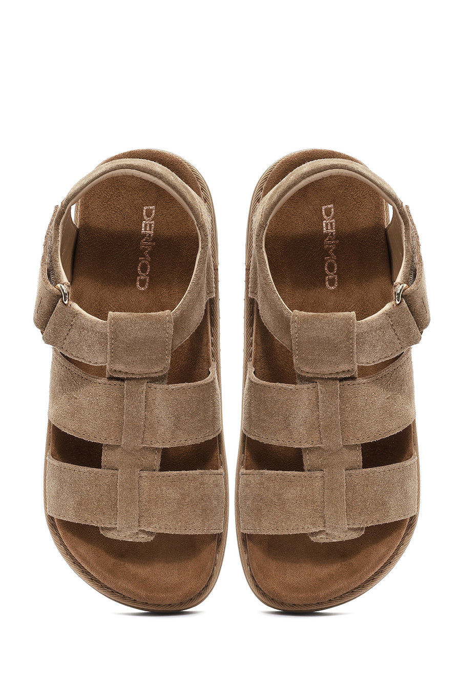 Women's Brown Thick Soled Suede Leather Sandals