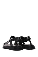 Women's Black Double Strap Leather Comfort Sandals | Derimod