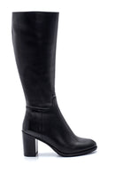 Women's Leather Zippered Heeled Boots | Derimod