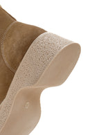 Women's Tan Suede Leather Zippered Thick Soled Casual Boots | Derimod