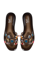 Woman Black Jeweled Jelly Slipper | Derimod